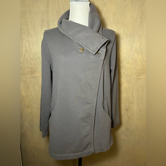 J. Jill Pure Jill Gray Asymmetric Draped Collar Jacket MP - Picture 4 of 11